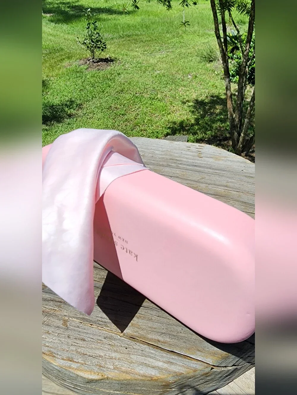 kate spade Pink and Dark Green Hard Shell Glasses Case